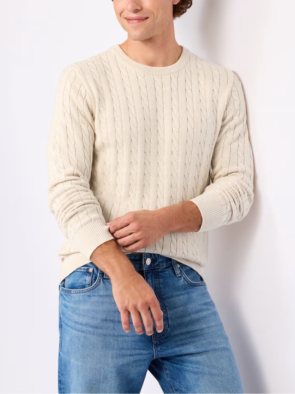 Hawker Rye Lux Cable Knit Crewneck Sweater